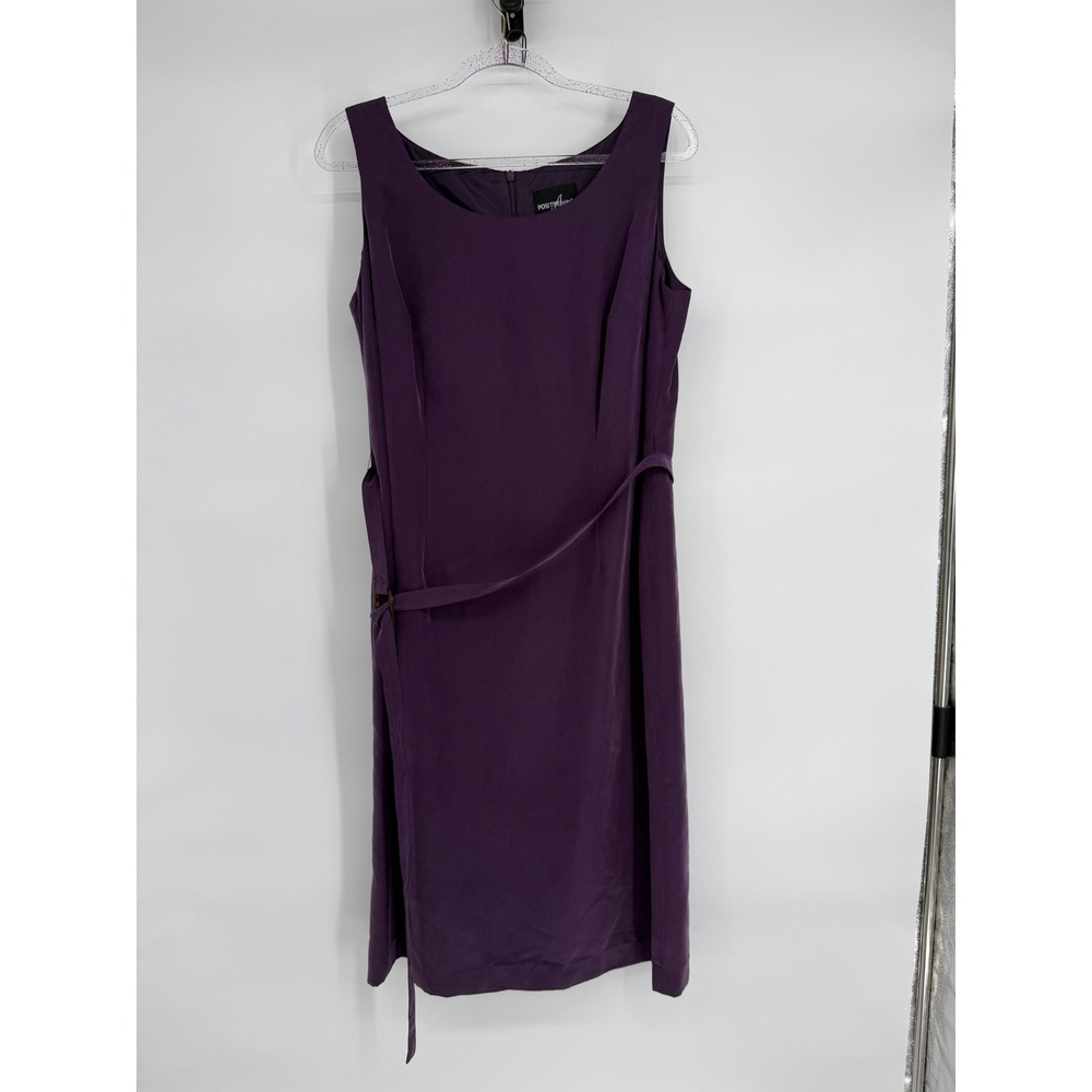 Positive Attitude Womens Purple Sleeveless Belted Sheath Dress Plus Sz 16WP